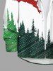 Chemise boutonnée à manches longues et imprimé sapin de Noël pour homme, grande taille - Blanc M