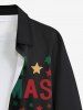 Chemise à manches longues pour homme, grande taille, motif Père Noël, bonhomme de neige, pain d'épices, élan, lettres imprimées, boutons - Noir M