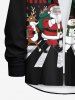 Chemise à manches longues pour homme, grande taille, motif Père Noël, bonhomme de neige, pain d'épices, élan, lettres imprimées, boutons - Noir M
