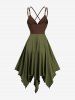 Jacquard Tie Ruffles Surplice Crisscross Asymmetrical Cami Dress -  
