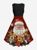 Robe trapèze vintage à imprimé floral coloré et Père Noël grande taille - Noir M