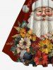 Plus Size Christmas Santa Claus Colorful Flower Print Vintage Swing A Line Dress -  