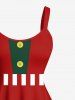 Costume de Père Noël de Noël grande taille, robe débardeur trapèze à imprimé bonbon - Rouge 2X