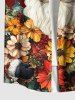 Chemise de Noël grande taille à imprimé fleuri coloré et boutonné avec poche pour homme - Rouge L