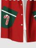 Chemise de Noël grande taille avec imprimé bonbon et poche boutonnée pour homme - Rouge L