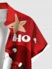 Chemise à boutons et poche pour homme, grande taille, motif Père Noël, lettres et étoiles. - Rouge 2XL