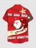 Chemise à boutons et poche pour homme, grande taille, motif Père Noël, lettres et étoiles. - Rouge 2XL