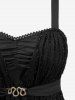 Plus Size Silver Line Snake Buckle Lace Trim Ruched Tank Top -  