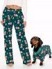 Pet's Christmas Tree Ball Stocking Hat Dog Print Button Pajama -  