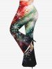 Pantalon évasé grande taille à imprimé flocons de neige de Noël ombré et éclaboussures de peinture - Noir XS