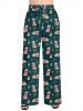 Pantalon large à cordon avec motif chien et boule de Noël grande taille - Vert profond 2X