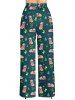 Pantalon large à cordon avec motif chien et boule de Noël grande taille - Vert profond 5X