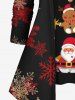 T-shirt 2 en 1 à manches longues pour femme, imprimé flocon de neige, pain d'épices, Père Noël, grande taille - Rouge XS