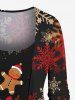 T-shirt 2 en 1 à manches longues pour femme, imprimé flocon de neige, pain d'épices, Père Noël, grande taille - Rouge S