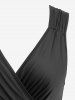 Plus Size Ruched Surplice Ruffles Textured Tank Dress With Buckle Belt -  