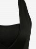 Robe trapèze dos nu à imprimé écossais tournesol avec ceinture amovible - Noir XL