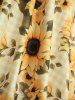 Robe trapèze dos nu à imprimé écossais tournesol avec ceinture amovible - Noir XL