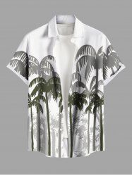 Chemise hawaïenne grande taille à imprimé cocotiers et poches boutonnées pour homme - Blanc XL