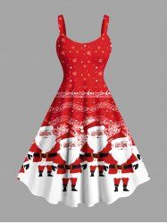 Robe débardeur grande taille à imprimé Père Noël, flocon de neige, notes de musique et blocs de couleurs - Rouge S