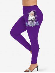 Plus Size Christmas Tree Plaid Leopard Santa Claus Snowflake Print Leggings -  