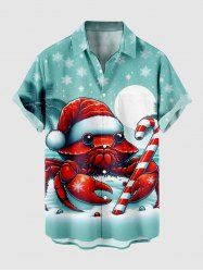 Chemise à boutons avec imprimé cocotier et chapeau de Noël grande taille pour homme - Vert clair S