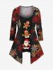 Christmas Ombre Snowflake Gingerbread Santa Claus Print Women T-shirt and Leggings Plus Size Matching Set -  