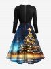 Tenue assortie grande taille à imprimé sapin de Noël, étoiles et galaxie pour couples - Bleu de Minuit 