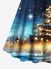 Tenue assortie grande taille à imprimé sapin de Noël, étoiles et galaxie pour couples - Bleu de Minuit 