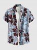Tenue de plage hawaïenne assortie grande taille à imprimé cocotier et fleurs d'hibiscus pour couples - Bleu Poudre 