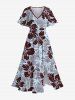 Tenue de plage hawaïenne assortie grande taille à imprimé cocotier et fleurs d'hibiscus pour couples - Bleu Poudre 