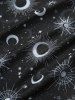 Moon SunStar Print Cinched Ruched Boysleg Tankini Swimsuit With Mesh Cover -  