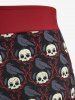 Skull Crow Print Bowknot Ruffles Halter Boyleg Tankini Swimsuit -  