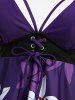 Plus Size Flower Print Tied Boyleg Asymmetric Tankini Swimsuit (Adjustable Shoulder Strap) -  