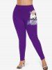 Leggings grande taille à imprimé sapin de Noël, léopard, Père Noël, flocon de neige - Pourpre  XS