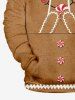 Plus Size Christmas Gingerbread Smile Face Candy Print Drawstring Pockets Hoodie For Men -  