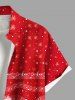 Chemise de Noël grande taille à imprimé Père Noël, flocon de neige, notes de musique, boutons et poche pour homme - Rouge L