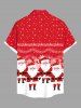 Chemise de Noël grande taille avec imprimé Père Noël, flocon de neige, notes de musique, boutons et poche pour homme - Rouge 5XL