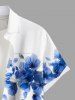 Chemise hawaïenne grande taille à imprimé floral et poches boutonnées pour homme - Blanc 5XL