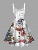 Robe débardeur grande taille à imprimé flocon de neige, oiseau, houx et fruits de Noël - Blanc 5X