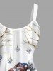 Plus Size Christmas Snownan Snowflake Bird Holly Fruit Print Tank Dress -  