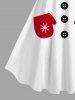 Plus Size Christmas Snowman Gloves Buttons Print Tank Dress -  