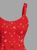 Robe débardeur grande taille à imprimé Père Noël, flocon de neige, notes de musique et blocs de couleurs - Rouge 6X