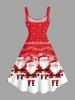 Robe débardeur grande taille à imprimé Père Noël, flocon de neige, notes de musique et blocs de couleurs - Rouge 6X