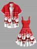 Robe débardeur grande taille à imprimé Père Noël, flocon de neige, notes de musique et blocs de couleurs - Rouge 6X