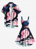 Robe débardeur grande taille à imprimé flamants roses et feuilles tropicales, style hawaïen - Bleu Marine 5X