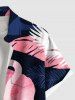 Chemise à poches boutonnées grande taille pour homme, imprimée de feuilles tropicales, de flamants roses et de lacs hawaïens. - Bleu Marine 4XL