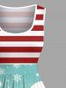 Plus Size Christmas Hat Snowflake Moon Crab Candy Coconut Tree Striped Print Vintage Swing A Line Dress -  