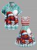 Plus Size Christmas Hat Snowflake Moon Crab Candy Coconut Tree Striped Print Vintage Swing A Line Dress -  