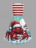 Plus Size Christmas Hat Snowflake Moon Crab Candy Coconut Tree Striped Print Vintage Swing A Line Dress -  