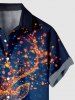Chemise à paillettes grande taille pour homme, imprimé ombré, poches boutonnées, motif élan lumineux, grande taille, Noël. - Bleu Marine XL